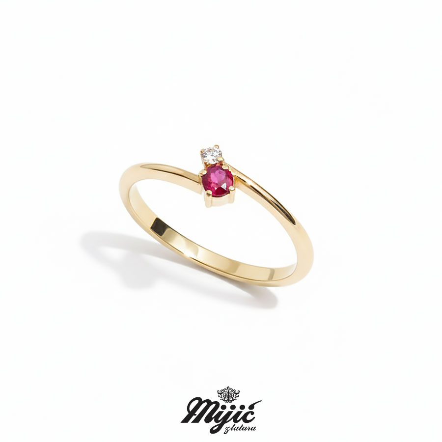 Prsten sa dijamantom i rubinom Rachel & Ross